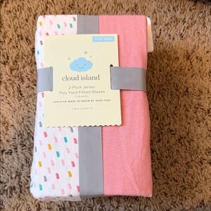 Cloud Island Pink and Colorful Play Yard Sheets